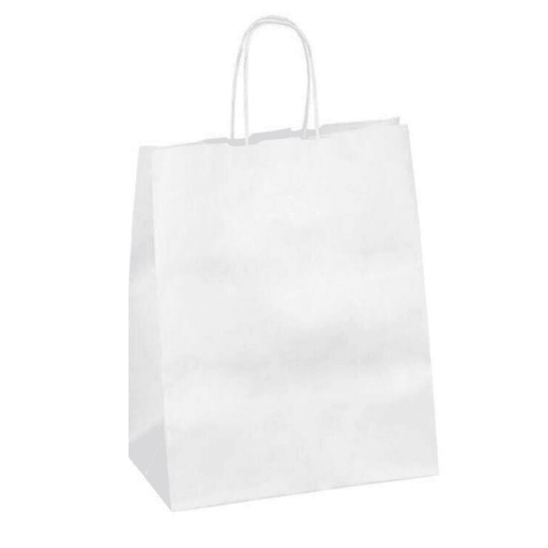 Kraft Twist Handle თეთრი ჩანთა 25x31x10 სმ