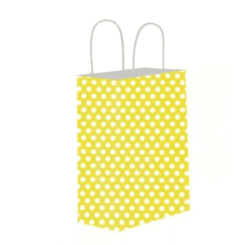 Kraft Twist Handle ყვითელი პოლკა წერტილოვანი ჩანთა 25x31x12 სმ