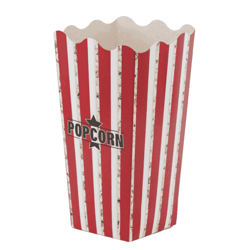 პოპკორნის ყუთი წითელი თეთრი ზოლიანი საშუალო დიდი