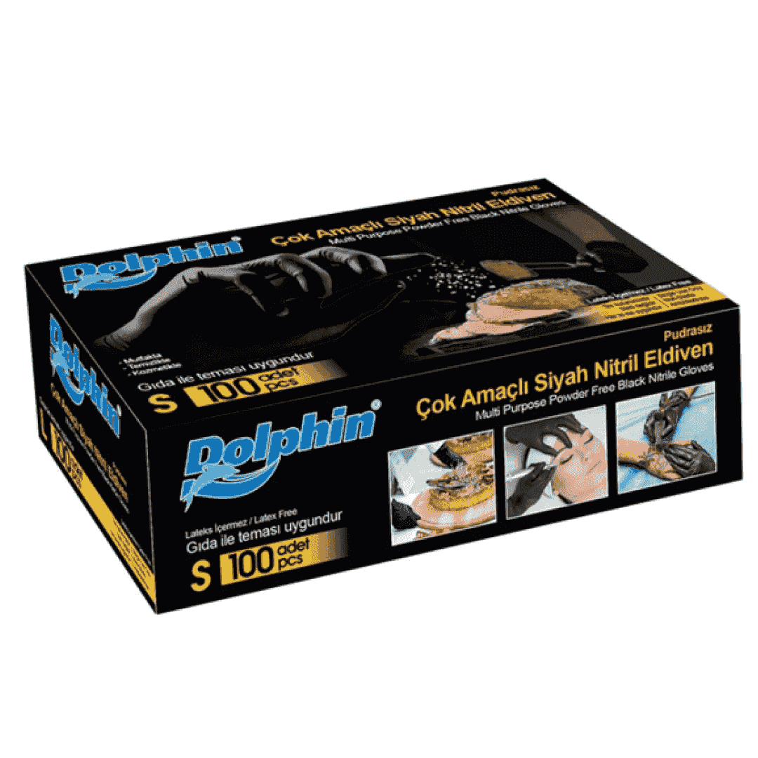 მრავალფუნქციური შავი ნიტრილის ხელთათმანები პატარა 100 ცალი