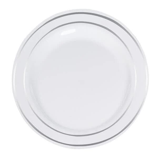 ვერცხლის ზოლიანი ფაიფურის იერის პლასტმასის ფირფიტა