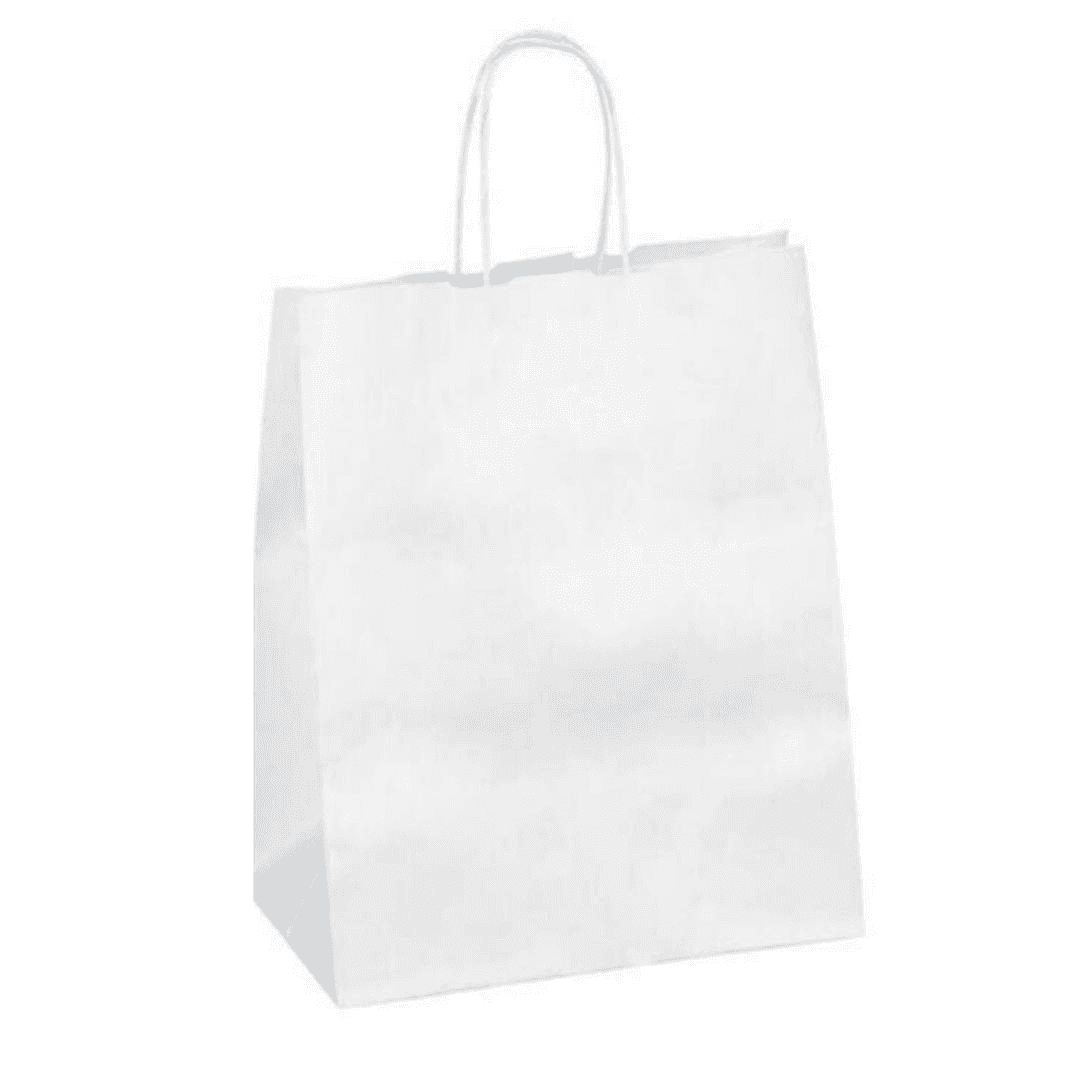 Kraft Twist Handle თეთრი ჩანთა 25x31x10 სმ