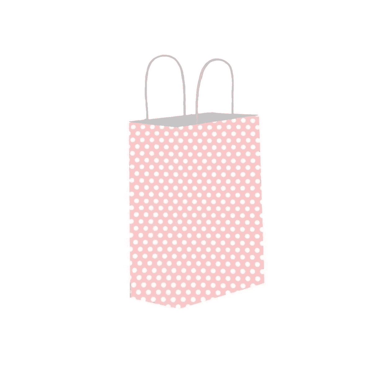 ვარდისფერი პოლკა წერტილოვანი სასაჩუქრე ქაღალდის ჩანთა 18x24x8 სმ - 1