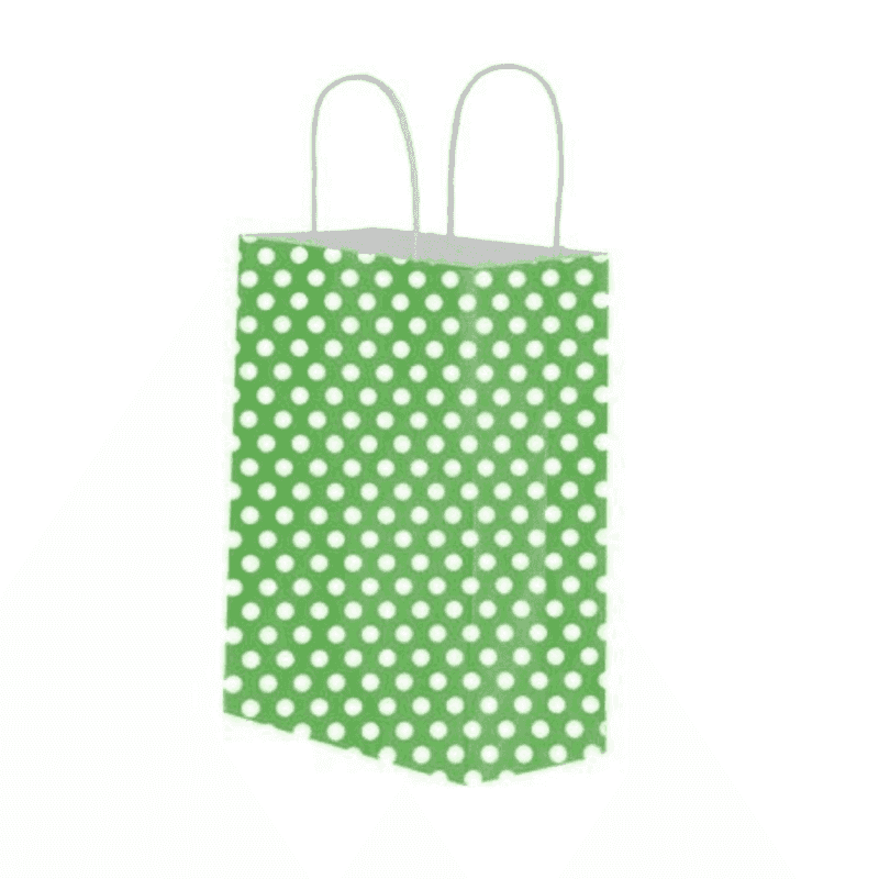 მწვანე პოლკა წერტილოვანი ქაღალდის ჩანთა 25x31x12 სმ - 2
