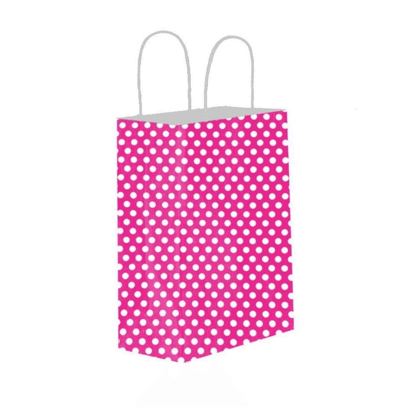 Kraft Twist Handle Bag Fuchsia Polka Dot 25x31x12 სმ - 1