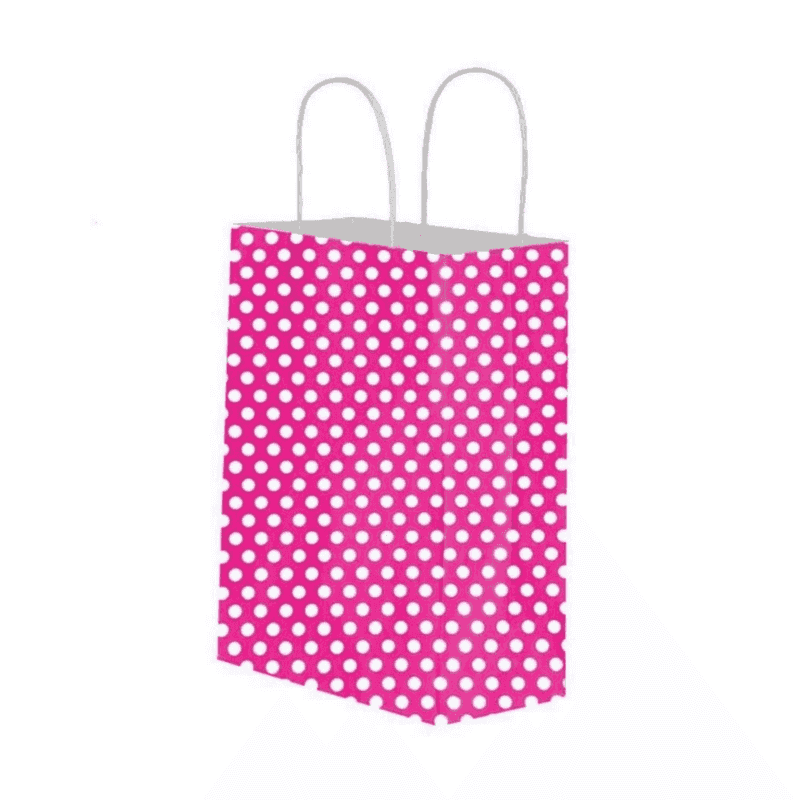 Kraft Twist Handle Bag Fuchsia Polka Dot 25x31x12 სმ - 2