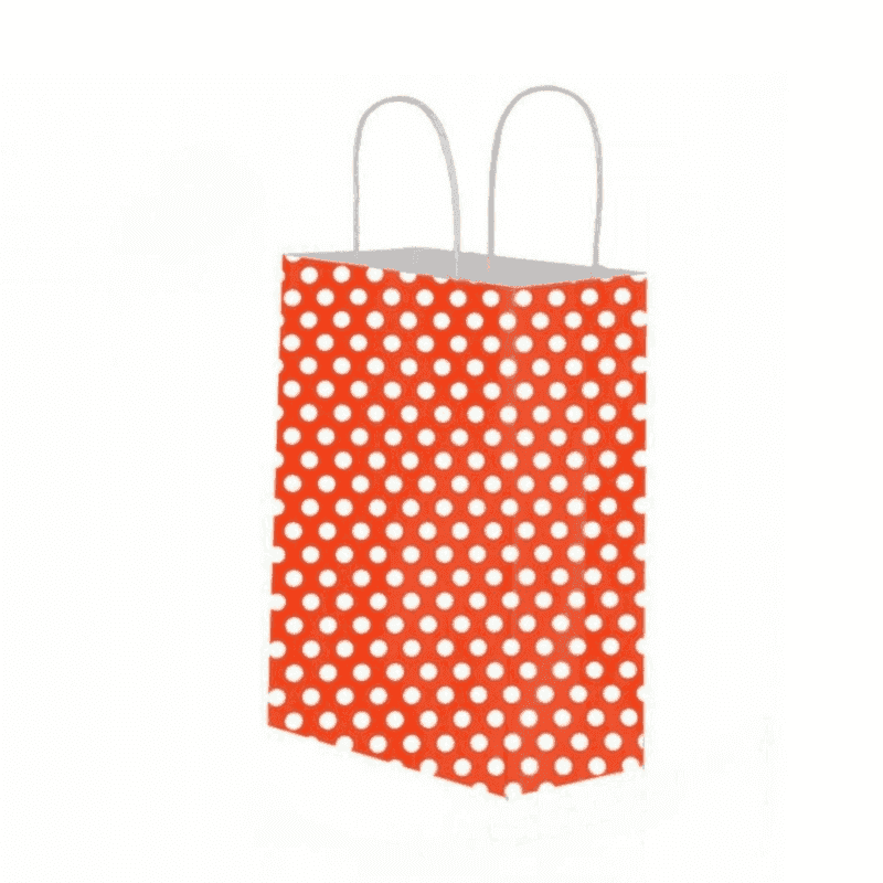 კრაფტის ჩანთა წითელი პოლკა წერტილი 25x31x12 სმ - 2