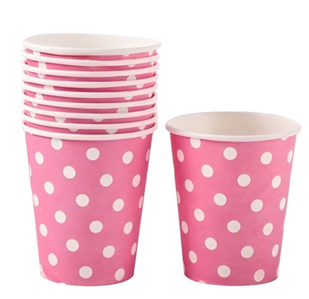 ვარდისფერი პოლკა წერტილების თასი