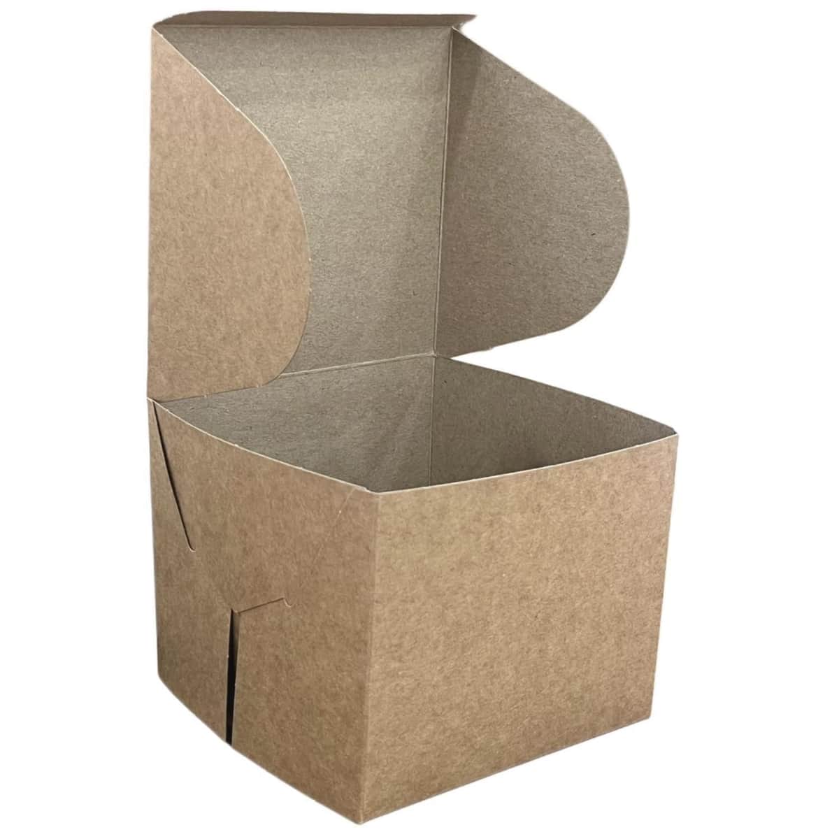 კრაფტის ერთჯერადი ტორტის ყუთი 12x12x10 სმ 100 ც